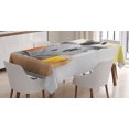 thumbnail image 1 of Ambesonne Pug Tablecloth Rectangular Table Cover, Pug Reading News Daily Dog, 52"x70", Pale Brown Yellow Orange, 1 of 3
