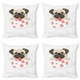 thumbnail image 1 of Ambesonne Pug Throw Pillow Cover 4 Pack, Live Love Bark Words Funny, 24", Pink Black Pale Pink, 1 of 5