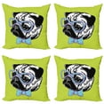 thumbnail image 1 of Ambesonne Pug Throw Pillow Cover 4 Pack, Pug with a Bow Tie, 20", Apple Green Pale Blue, 1 of 5