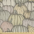 thumbnail image 1 of Ambesonne Pumpkin Fabric by the Yard Microfiber, Sketchy Halloween Elements, 5 Yards, Beige Pale Mustard, 1 of 2