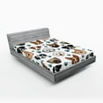 thumbnail image 1 of Ambesonne Puppy Emoji Fitted Sheet, Cartoonish Dog World, Full Size, Off White Teal Chocolate, 1 of 3