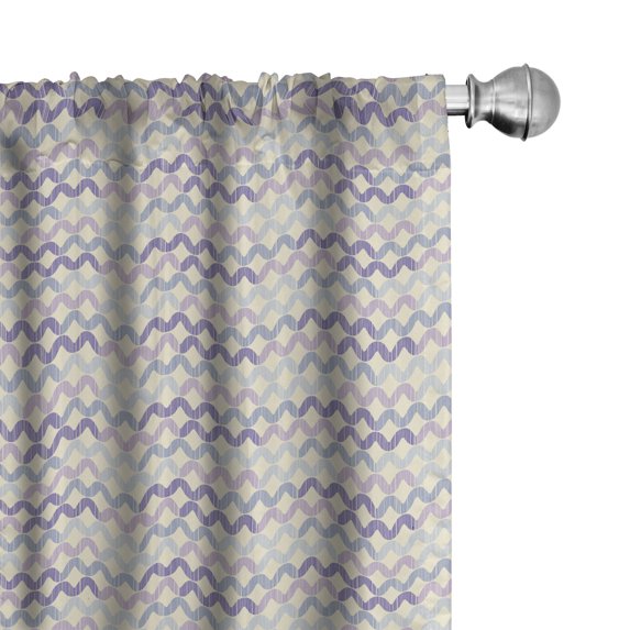 Ambesonne Purple Window Curtains, Pastel Colored Wavy Lines, Each 28" W x 95" L, Pale Mauve Lilac