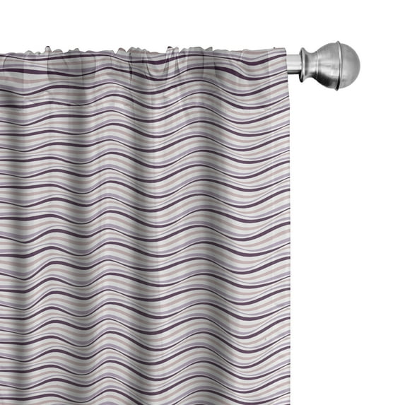 Ambesonne Purple Window Curtains, Sea Waves Inspired, Each 28" W x 84" L, Pale Pink Purple