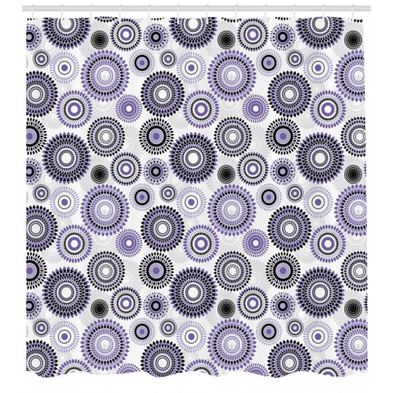 Ambesonne Purple Black Shower Curtain, Mandala, 69"Wx75"L, Violet Black White