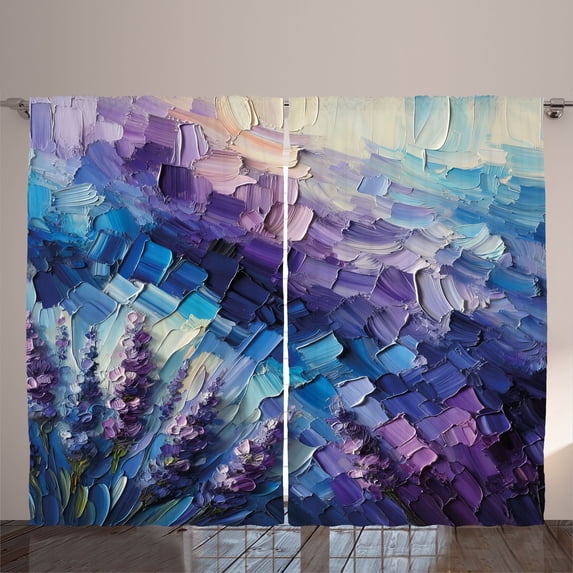 Ambesonne Purple Curtains 2 Panel Set, Lavender and Crystal Cave, 108" x 96", Azure Blue Quartz Lilac