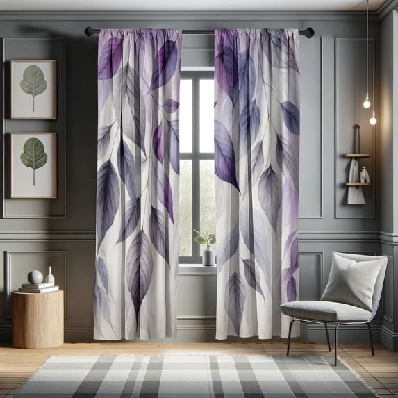Ambesonne Purple Curtains, Cascading Down Leaves Fall, Pair of 28"x63", Coconut Quartz and Lilac