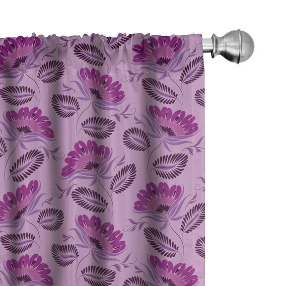 Ambesonne Purple Curtains, Nature Inspired Flora, Pair of 28"x63", Purple Lilac Dark Purple