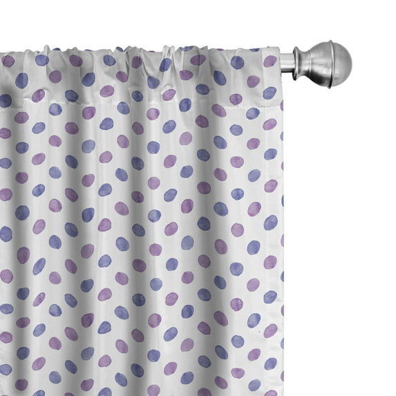 Ambesonne Purple Curtains, Watercolor Polka Dots, Pair of 28"x95", Lilac Blue