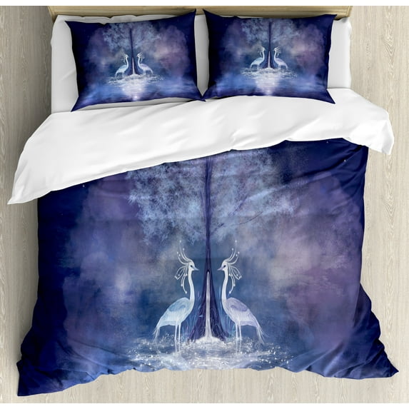 Ambesonne Purple Duvet Cover Set, Mythical Dreamy Creature, King, Purple