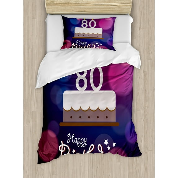 Ambesonne Purple Duvet Cover Sets, Abstract Cake, 2-Twin, Purple Pink and Lilac