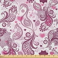 thumbnail image 1 of Ambesonne Purple Fabric by the Yard Microfiber, Romantic Birds Flowers, 5 Yards, Mauve Plum Pink, 1 of 2