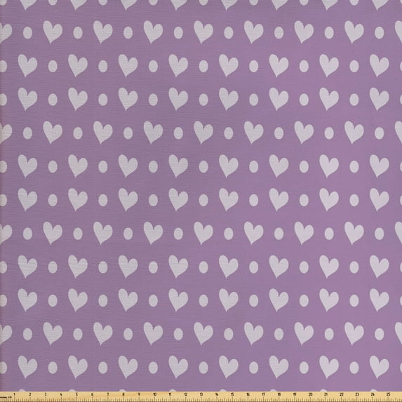 Ambesonne Purple Fabric by the Yard Upholstery, Wedding Inspired Heart, 3 Yards, Lavender and Purple