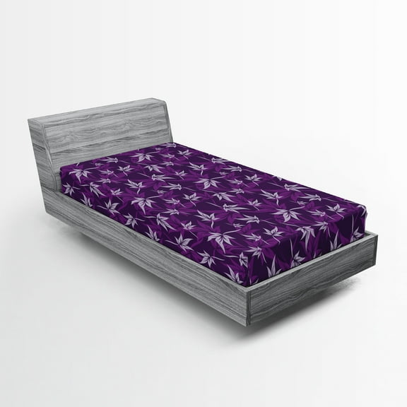 Ambesonne Purple Fitted Sheet, Abstract Lily Flowers, Twin XL Size, Purple Lilac