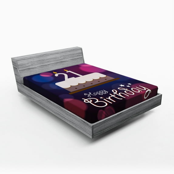 Ambesonne Purple Fitted Sheet, Abstract Tones of Pink, Full Size, Eggplant Purple