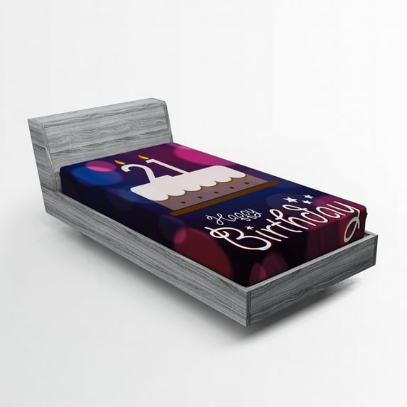 Ambesonne Purple Fitted Sheet, Abstract Tones of Pink, Twin XL Size, Eggplant Purple