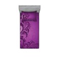 thumbnail image 1 of Ambesonne Purple Fitted Sheet & Pillow Sham Set, Retro Abstract Floral, Twinxl, Purple Plum, 1 of 2