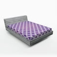 thumbnail image 1 of Ambesonne Purple Fitted Sheet, Retro Style Abstract, Full Size, Violet and White, 1 of 2