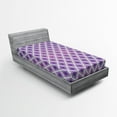 thumbnail image 1 of Ambesonne Purple Fitted Sheet, Retro Style Abstract, Twin XL Size, Violet and White, 1 of 2