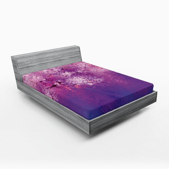 Ambesonne Purple Fitted Sheet, Romantic Paint, Queen Size, Fuchsia Purple
