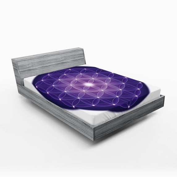 Ambesonne Purple Fitted Sheet, Traditional Design, Queen Size, Purple