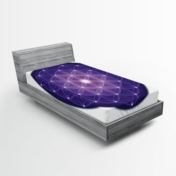 Ambesonne Purple Fitted Sheet, Traditional Design, Twin XL Size, Purple