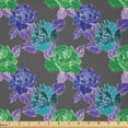 thumbnail image 1 of Ambesonne Purple Green Fabric by the Yard Microfiber, Art of Flowers Foliage, 5 Yards, Dark Grey Dark Blue, 1 of 2