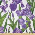 thumbnail image 1 of Ambesonne Purple Green Fabric by the Yard Microfiber, Vintage Garden Iris, 5 Yards, White Violet and Fuchsia, 1 of 2