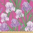thumbnail image 1 of Ambesonne Purple Green Fabric by the Yard Upholstery, Pastel Colored Iris, 1 Yard, Pink Lavender, 1 of 1