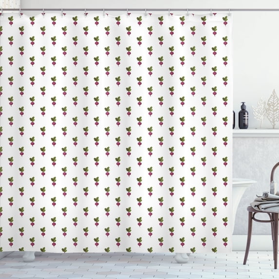 Ambesonne Purple Green Shower Curtain, Beetroot Vegetable, 69"Wx70"L, White Dark Magenta