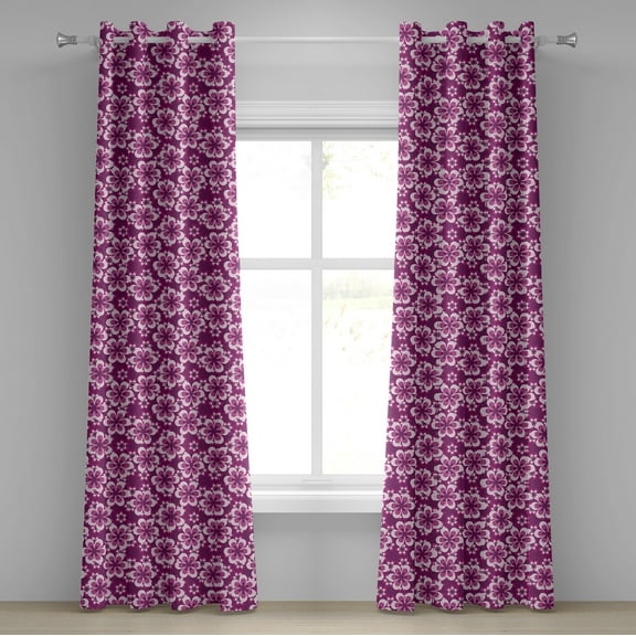 Ambesonne Purple Grommet Curtain, Botany Themed Petals, 50" x 120", Fuchsia Purple