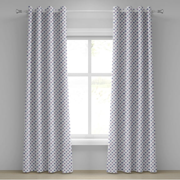 Ambesonne Purple Grommet Curtain, Watercolor Polka Dots, 50" x 96", Lilac Blue