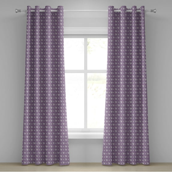 Ambesonne Purple Grommet Curtain, Wedding Inspired Heart, 50" x 96", Lavender and Purple