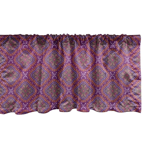 Ambesonne Purple Hippie Window Valance, Eastern Orient Motifs, 54" X 18", Purple Multicolor