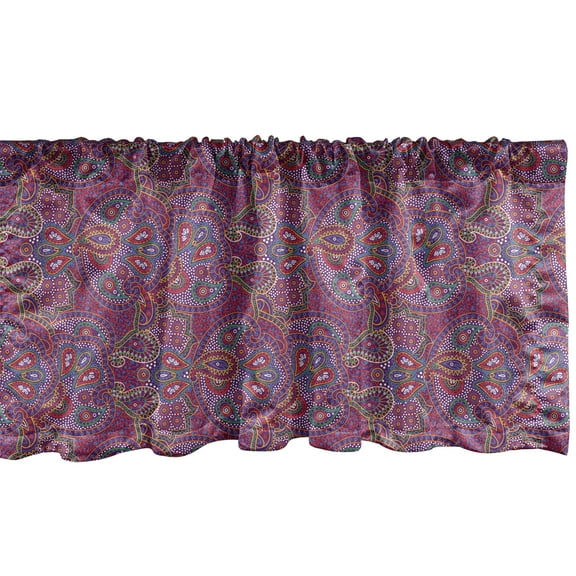Ambesonne Purple Hippie Window Valance, Traditional Paisley, 42" x 18", Purple and Multicolor