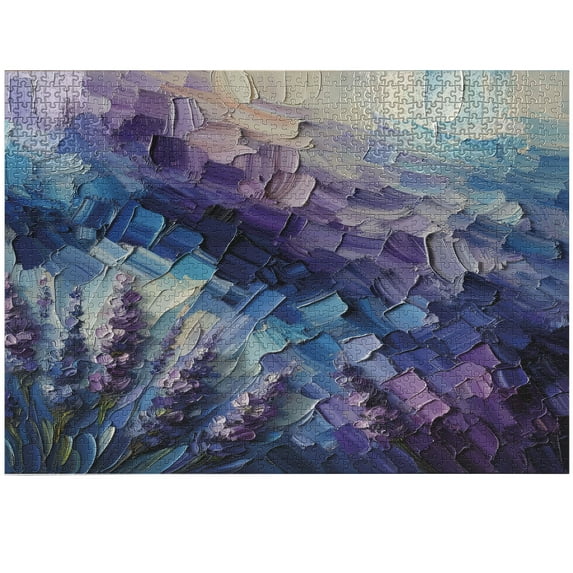 Ambesonne Purple Jigsaw Puzzle, Lavender and Crystal Cave, Heirloom-Quality Fun Activity for Family Durable Cardboard, 1000 pcs, Azure Blue Quartz Lilac