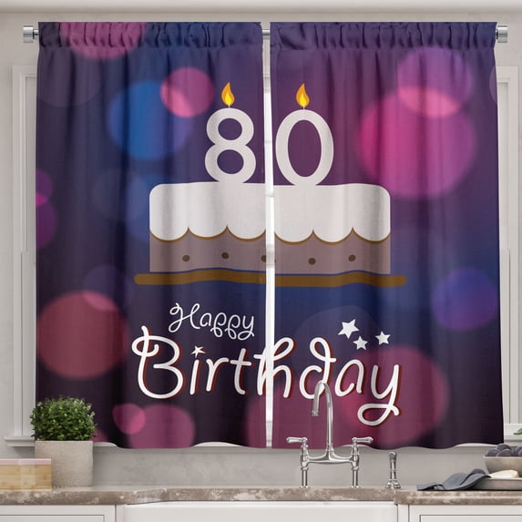 Ambesonne Purple Kitchen Curtains, Abstract Cake, 55"x45", Purple Pink and Lilac