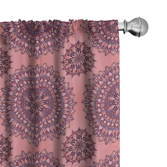 Ambesonne Purple Mandala Curtains, Boho Filigree Art, Pair of 28"x84", Coral Fuchsia