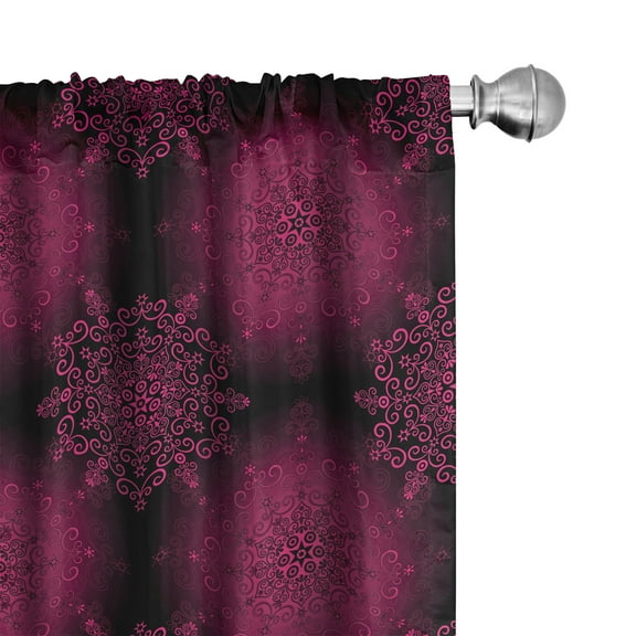 Ambesonne Purple Mandala Curtains, Psychedelic Boho, Pair of 28"x95", Maroon Magenta