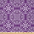 thumbnail image 1 of Ambesonne Purple Mandala Fabric by the Yard Microfiber, Swirl Floral Branch, 10 Yards, White Purple, 1 of 2