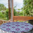 thumbnail image 1 of Ambesonne Purple Mandala Fitted Round Tablecloth, Mosaic Fractal, 56"- 60" Diameter, Sky Blue Mauve, 1 of 5