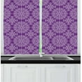 thumbnail image 1 of Ambesonne Purple Mandala Kitchen Curtains, Swirl Floral Branch, 55"x39", White Purple, 1 of 2