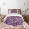 thumbnail image 1 of Ambesonne Purple Mandala Quilted Bedspread Set 2 Pcs, Floral Cosmos, Twin Size, Pale Pink Magenta Cream, 1 of 5