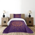 thumbnail image 1 of Ambesonne Purple Mandala Quilted Bedspread Set 2 Pcs, Mystic Sun, Twin Size, Marigold, 1 of 6