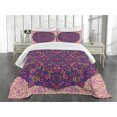 thumbnail image 1 of Ambesonne Purple Mandala Quilted Bedspread Set 3 Pcs, Abstract Eastern, King Size, Multicolor, 1 of 5