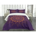thumbnail image 1 of Ambesonne Purple Mandala Quilted Bedspread Set 3 Pcs, Mystic Sun, King Size, Marigold, 1 of 5