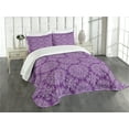 thumbnail image 1 of Ambesonne Purple Mandala Quilted Bedspread Set 3 Pcs, Swirl Floral Branch, Queen Size, White Purple, 1 of 5