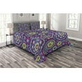 thumbnail image 1 of Ambesonne Purple Mandala Quilted Bedspread Set 3 Pcs, Vibrant Tones Boho, King Size, Multicolor, 1 of 3