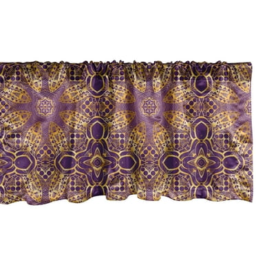 Ambesonne Purple Mandala Window Valance, Boho Motif, 54" X 18", Purple Yellow