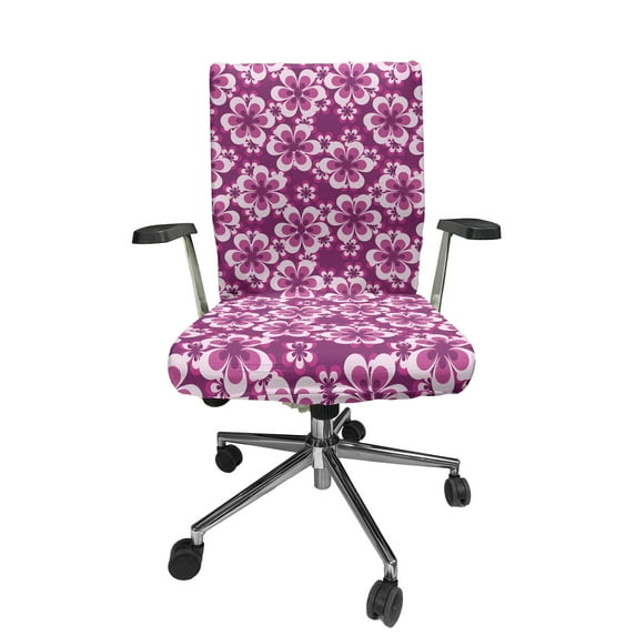 Ambesonne Purple Office Chair Cover Stretchable High Back, Botany Themed Petals, Fuchsia Purple