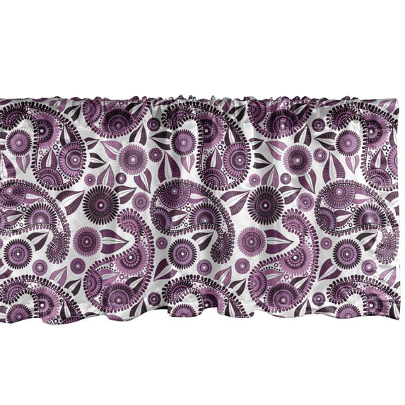 Ambesonne Purple Paisley Window Valance, Floral Leafy, 54" X 12", Pale Purple Dark Purple